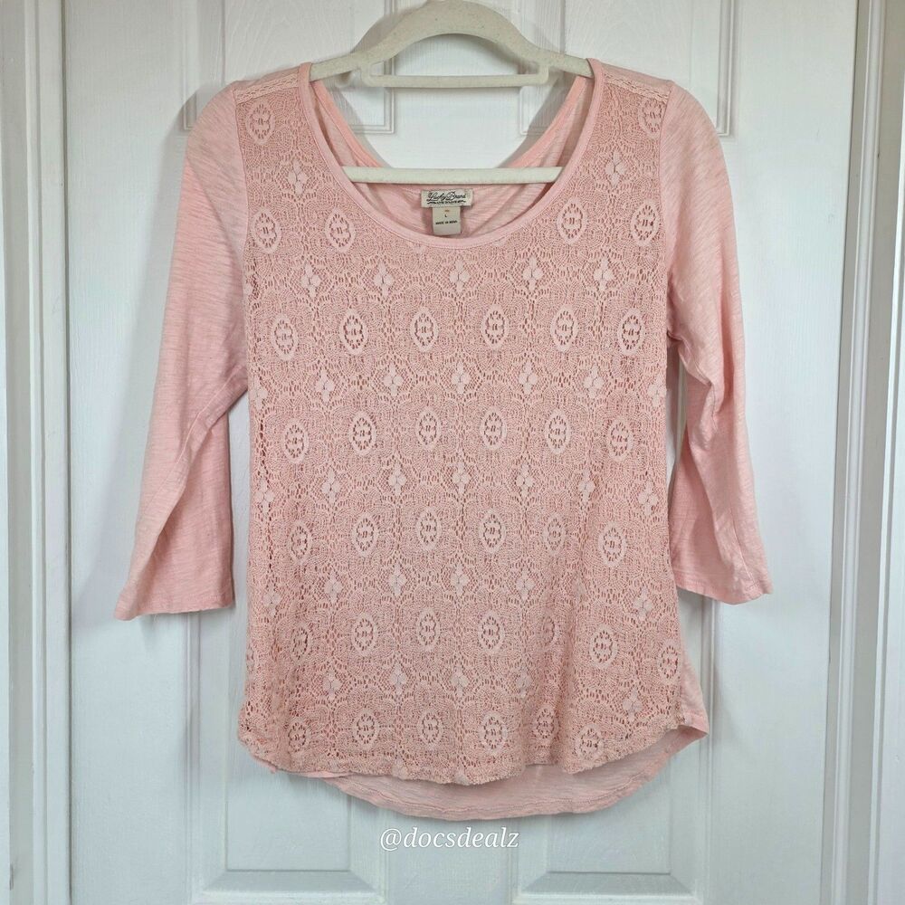 Lucky Brand 3/4-Sleeve Blouse Pink Women's Large